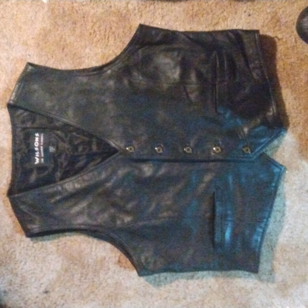 Wilson's Moto motorcycle western leather vest XL black